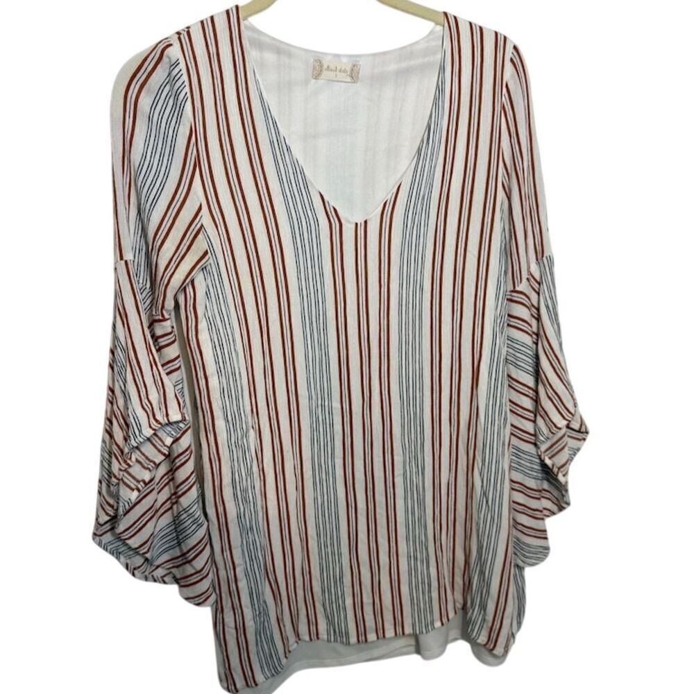 Altar'd State Striped V Neck Blouse Small